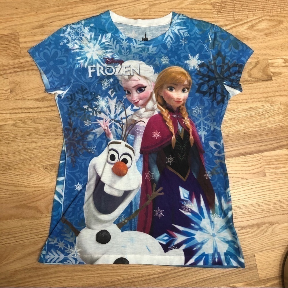 Disney Parks Frozen T-shirt XL Blue Ana Elsa Olaf